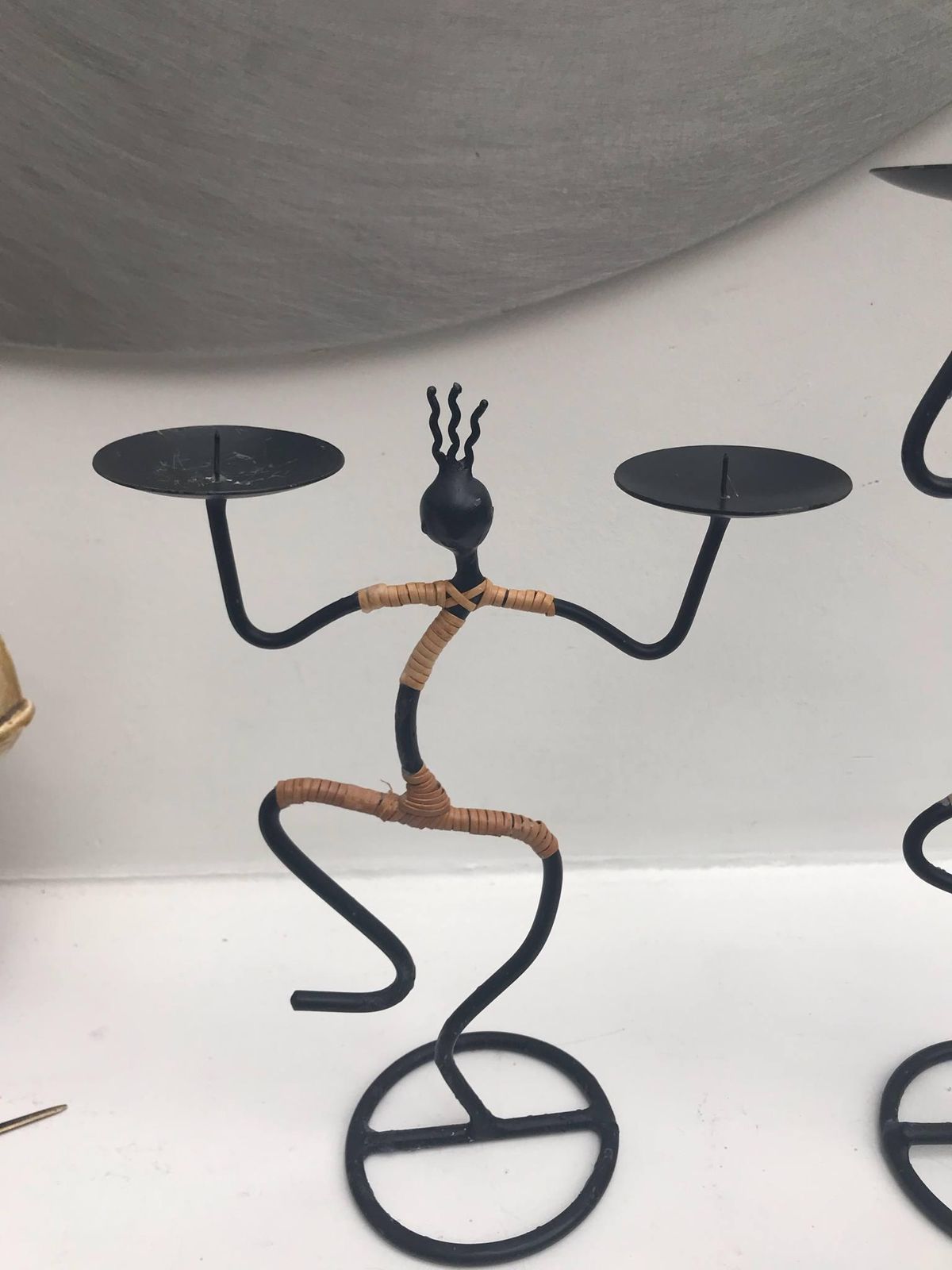 Candle Holder Set Mid Century Danish Black String Iron Candleholder By Laurids Lønborg For Lønborg, 1960s Scandinavian Design Table Decor photo vintage