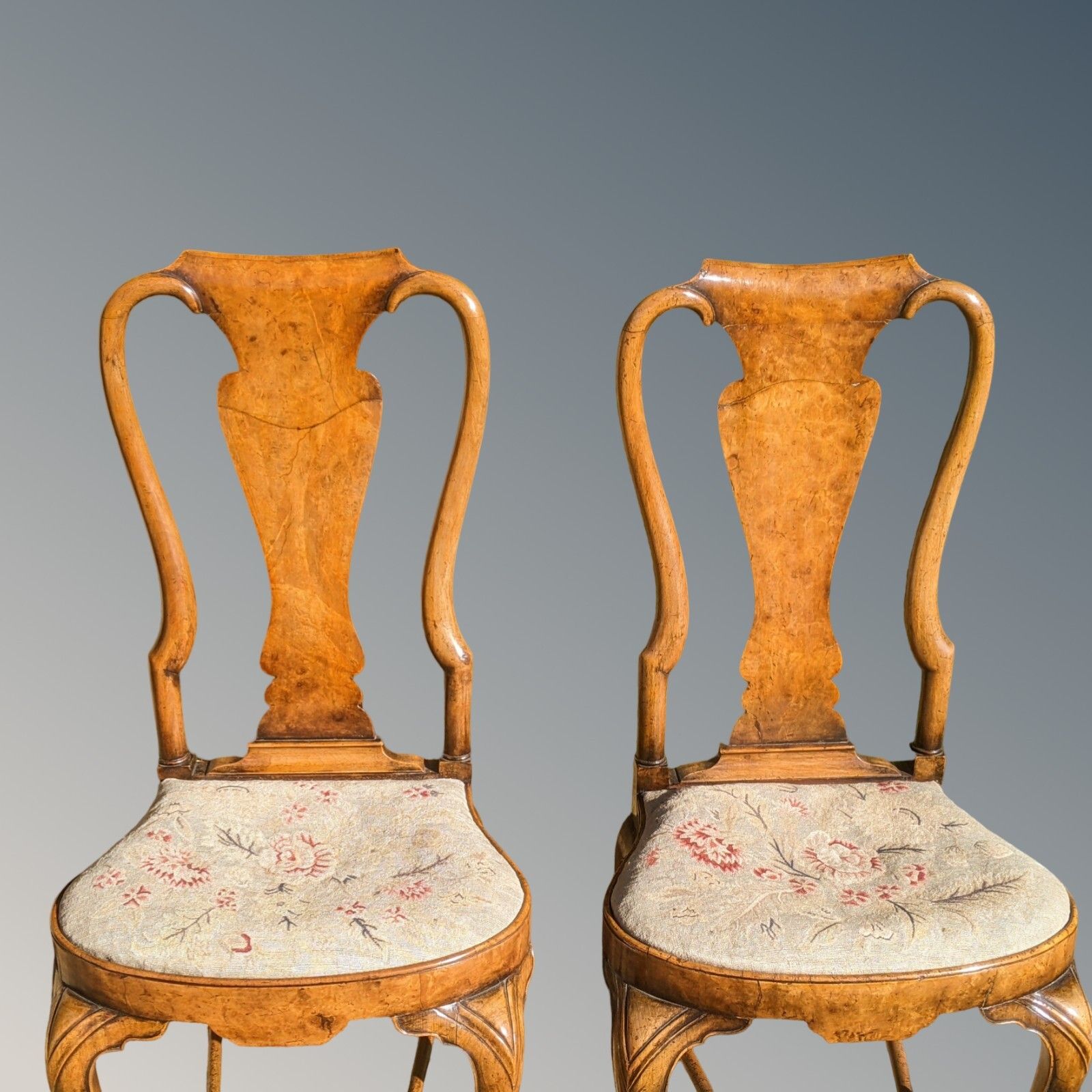 Fine Pair Of Queen Anne Walnut Chairs By Charles Tozer photo 1750.0