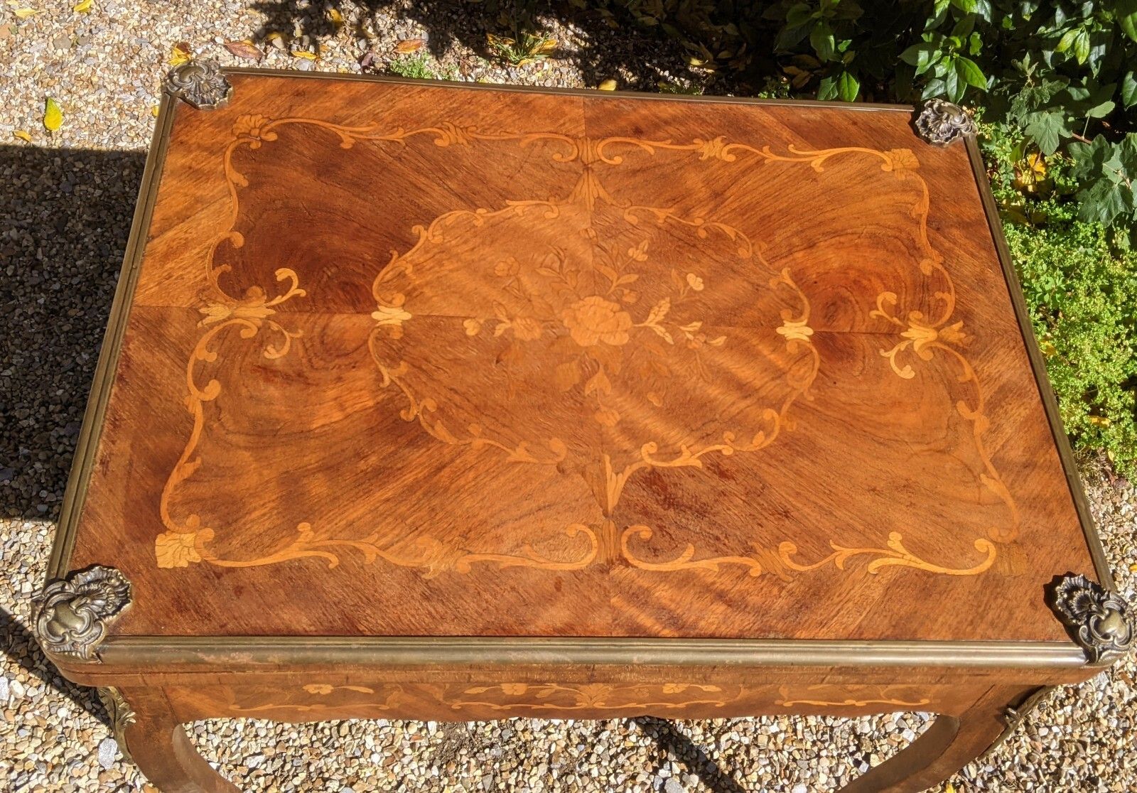 Antique French Walnut Parquetry Card Table 19th Century Backgammon photo Furniture