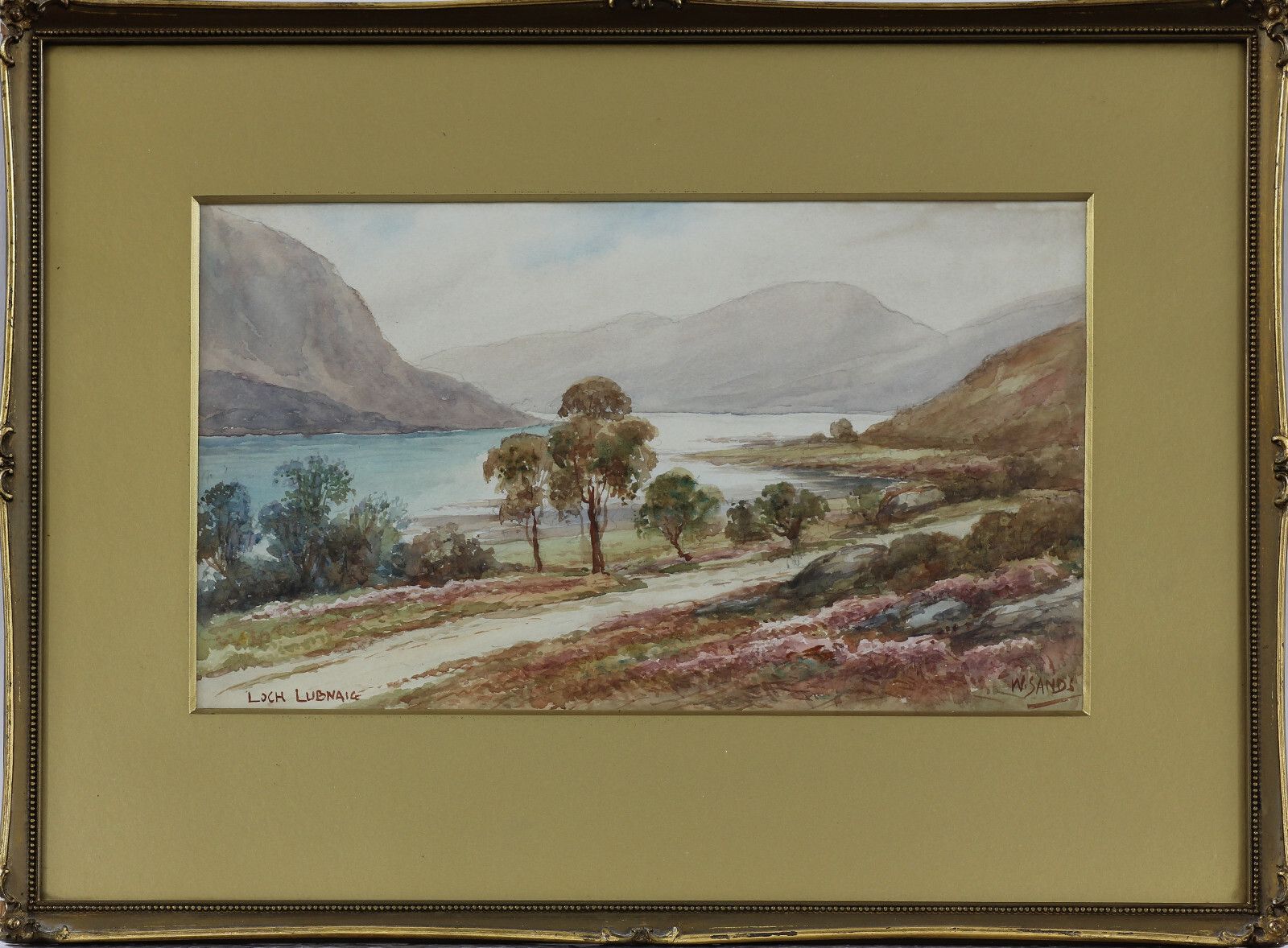 Watercolour By Thomas Herbert Victor. Loch Lubnaig. Signed W. Sands