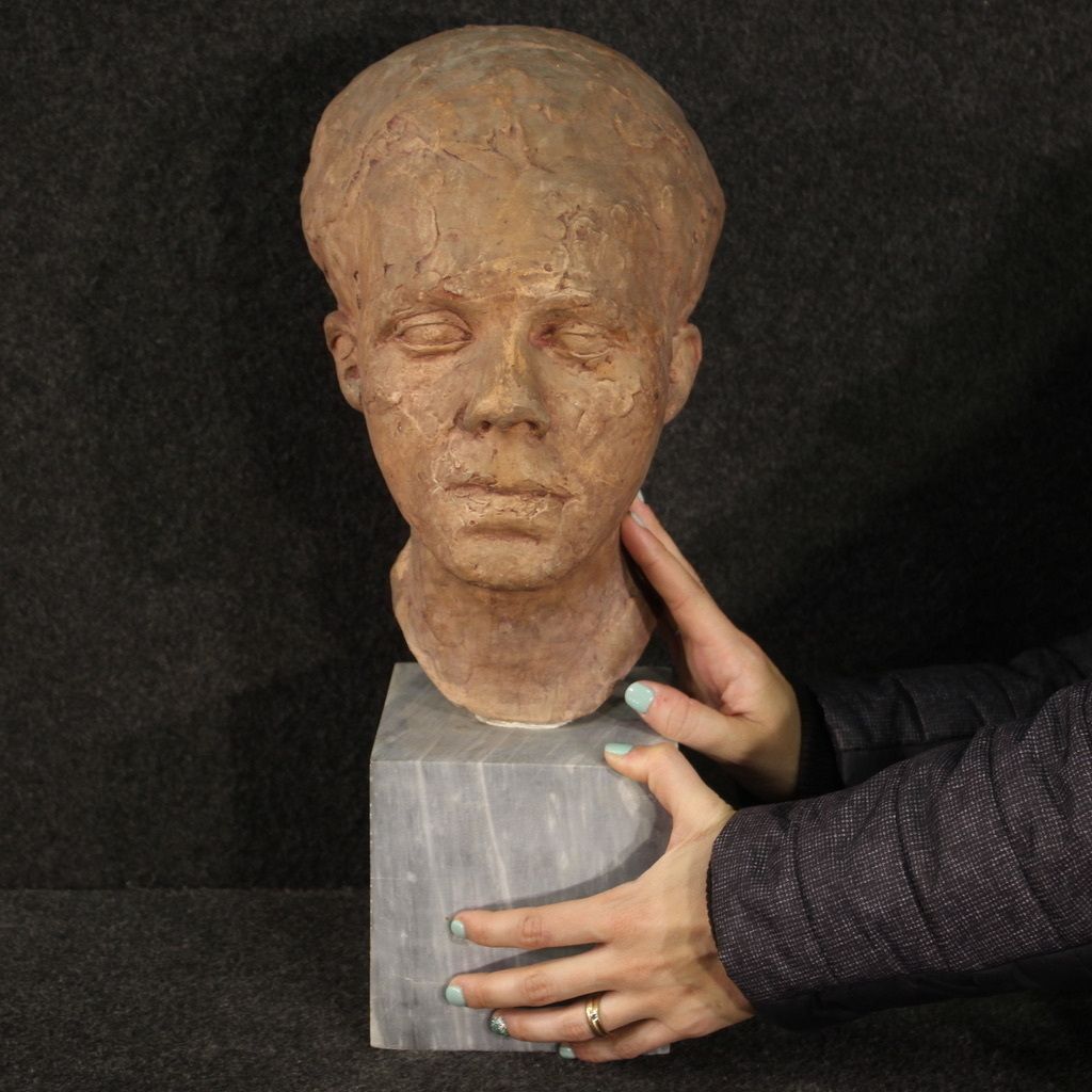 Terracotta Sculpture With Marble Base From The 20th Century photo furniture