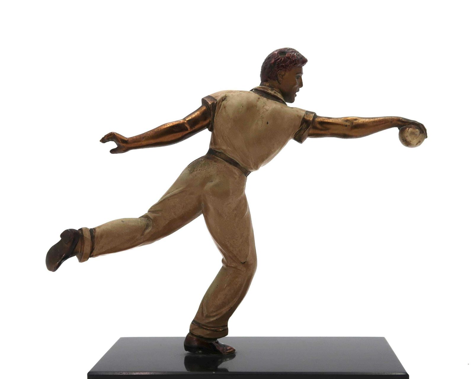 Franse Art Deco Sculptuur, Man Die Petanque Speelt, Jaren 1920 / Frankrijk, Woondecoratie, Antiek photo furniture
