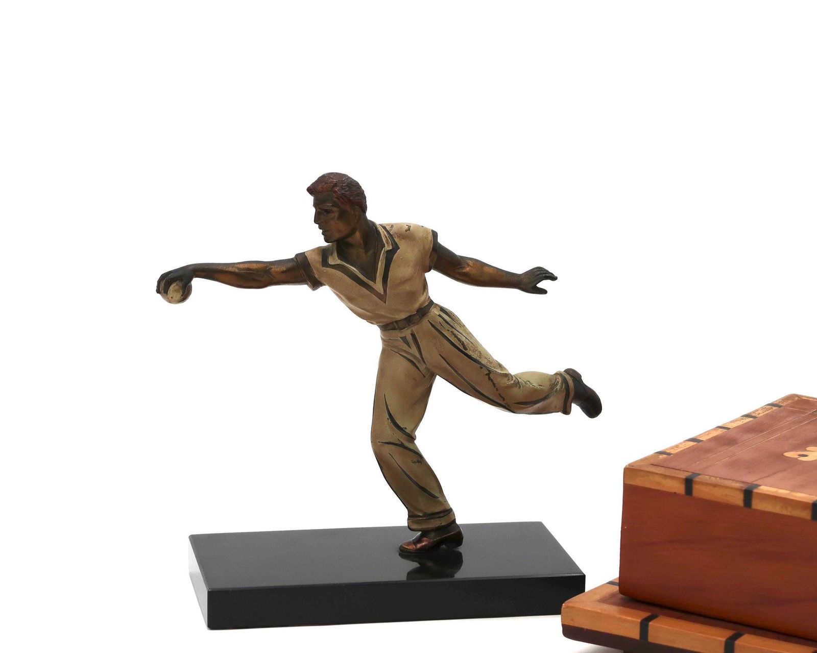 photo furniture French Art Deco Sculpture, Man Playing Petanque, 1920s / France, Home Decor, Antique