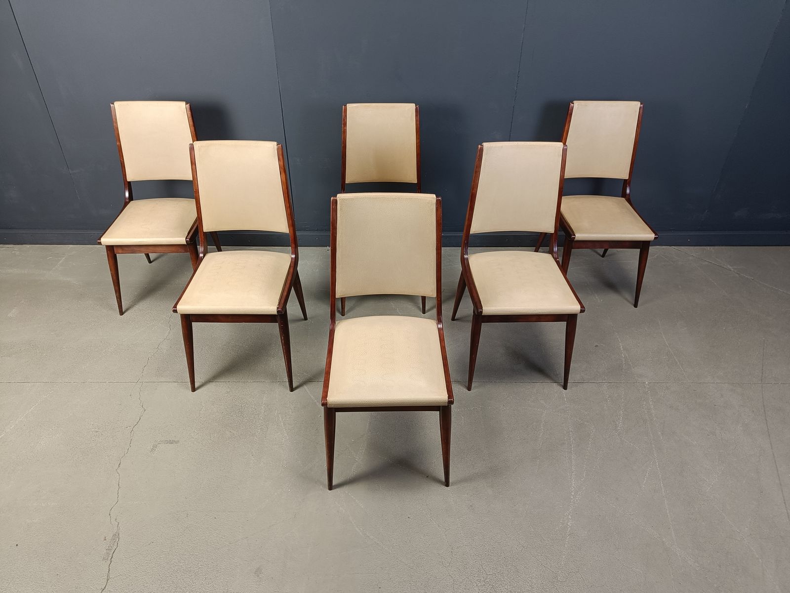 Mid Century Italian Dining Chairs, 1950s   Set Of 6 photo vintage