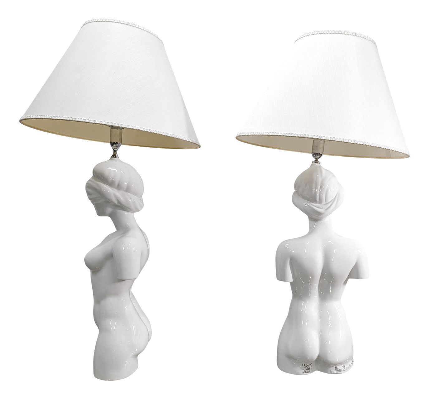 Pair Of Anthropomorphic Capodimonte Porcelain Lamps By Giulio Ciniglia photo furniture