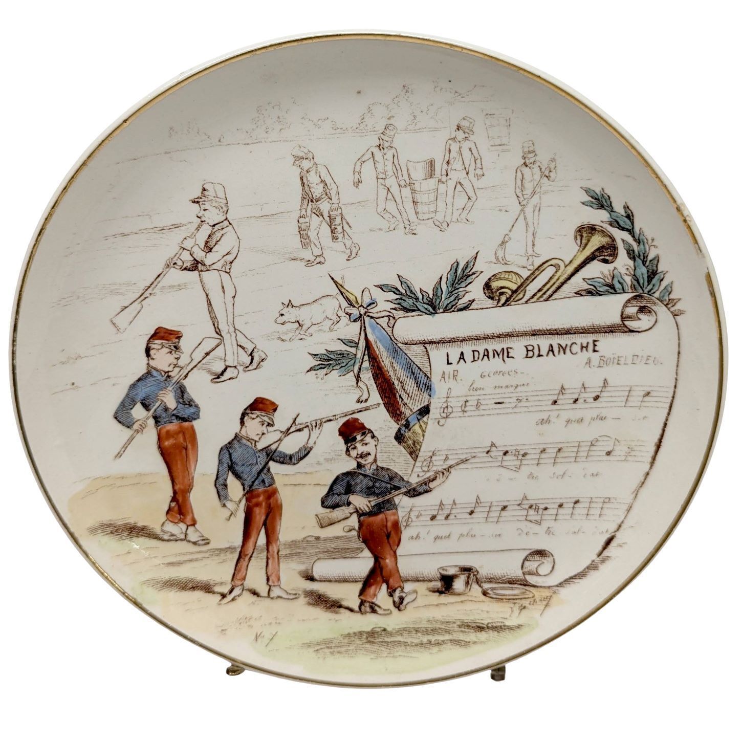 photo furniture Rare Set Of Six Illustrated Plates – “Musical Subjects” France, Creil Montereau (Attributed), Circa 1880 1900