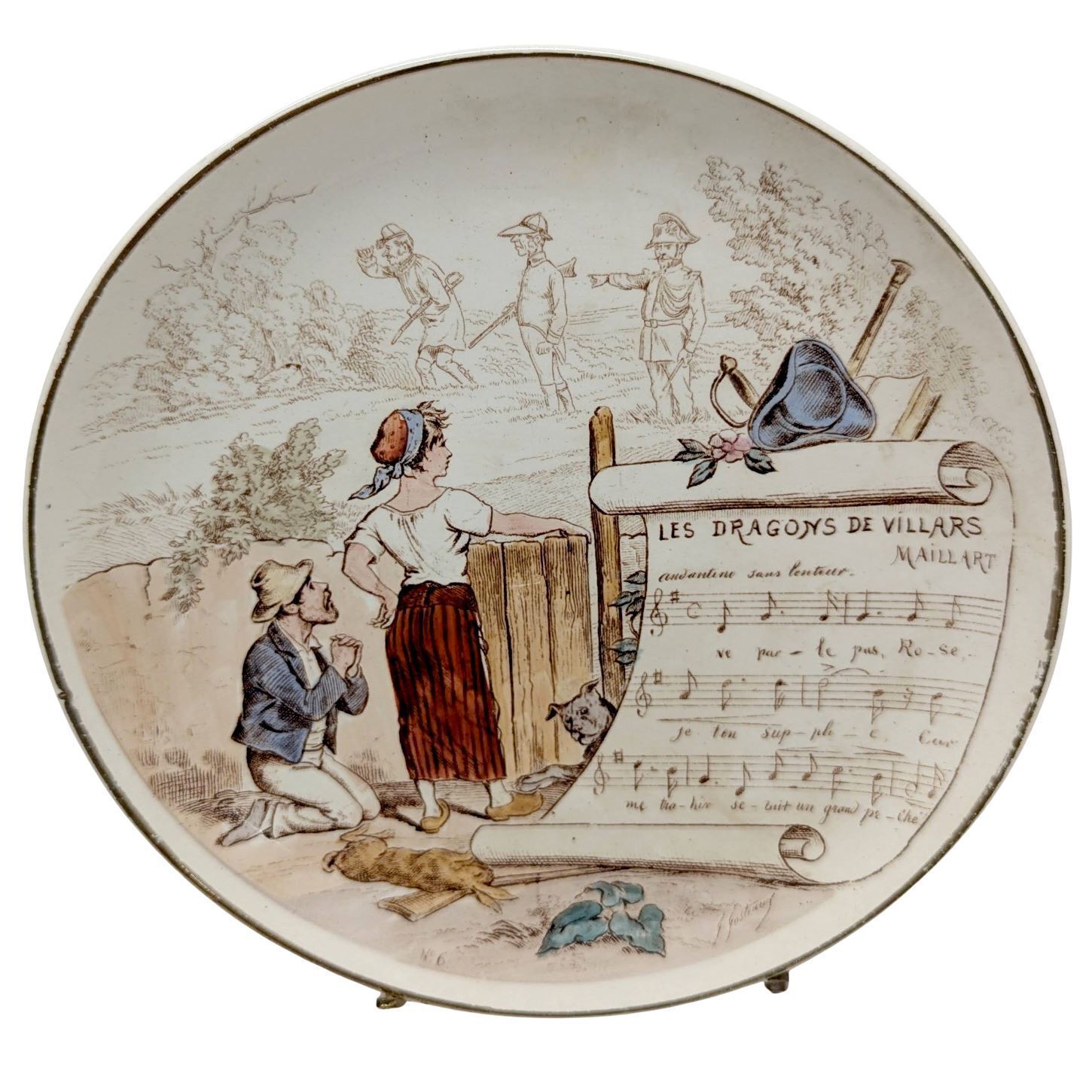 photo vinterior Rare Set Of Six Illustrated Plates – “Musical Subjects” France, Creil Montereau (Attributed), Circa 1880 1900
