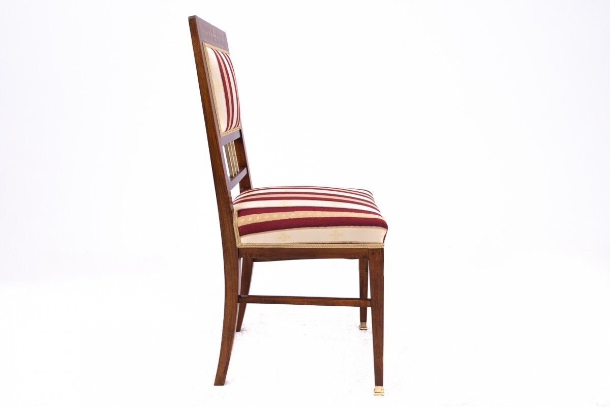 photo vintage Table With Chairs In Empire Style, France. After Renovation.