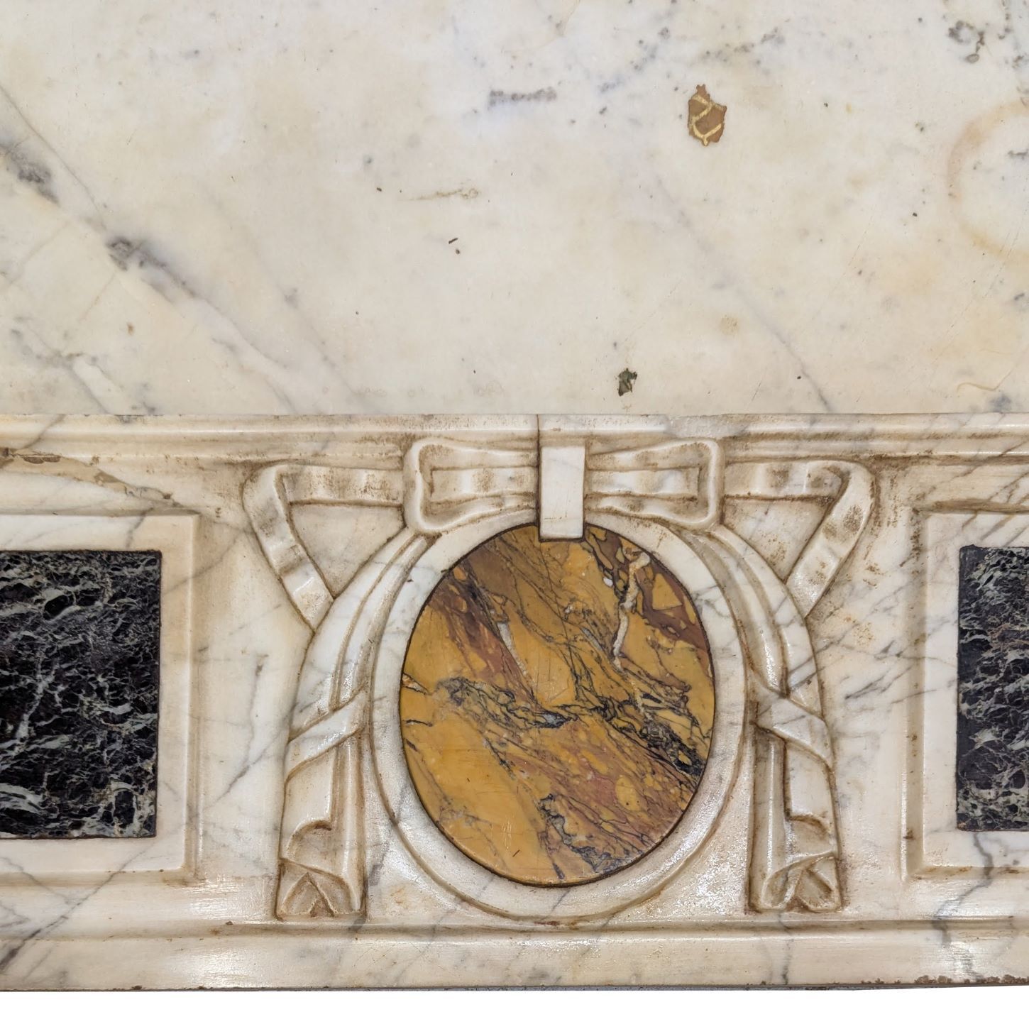 Ceremonial Fireplace In White Marble With Polychrome Inlays, France, Late 18th Century photo Home Fixtures