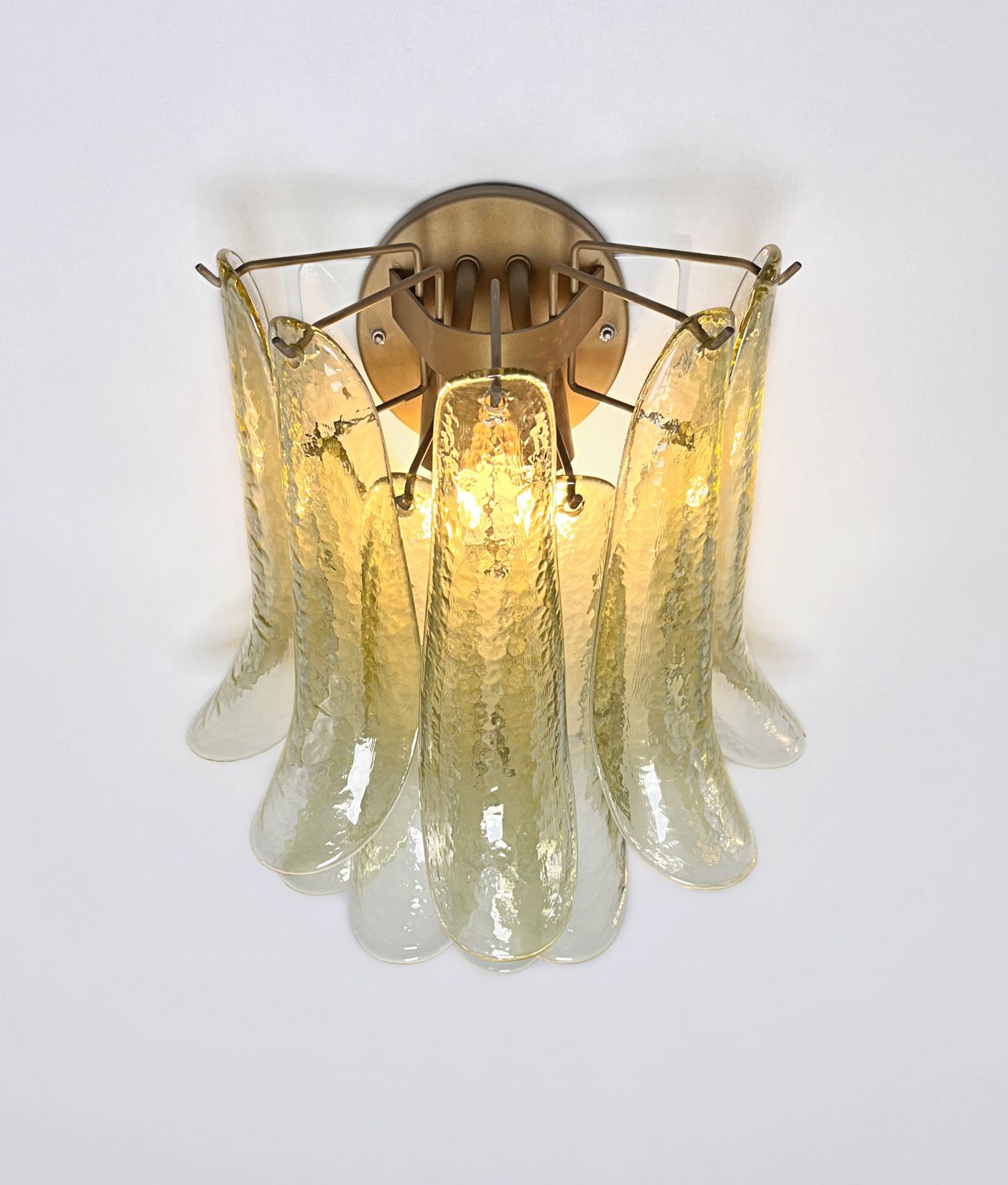 Pair Of Vintage Italian Murano Wall Lights   Mazzega   10 Green Glasses photo furniture