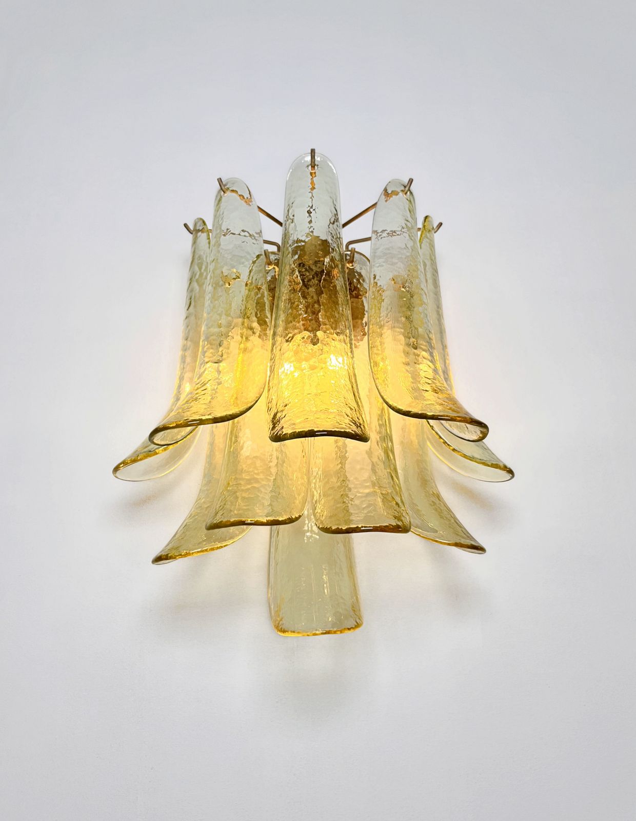 Pair Of Vintage Italian Murano Wall Lights   Mazzega   10 Green Glasses photo for sale