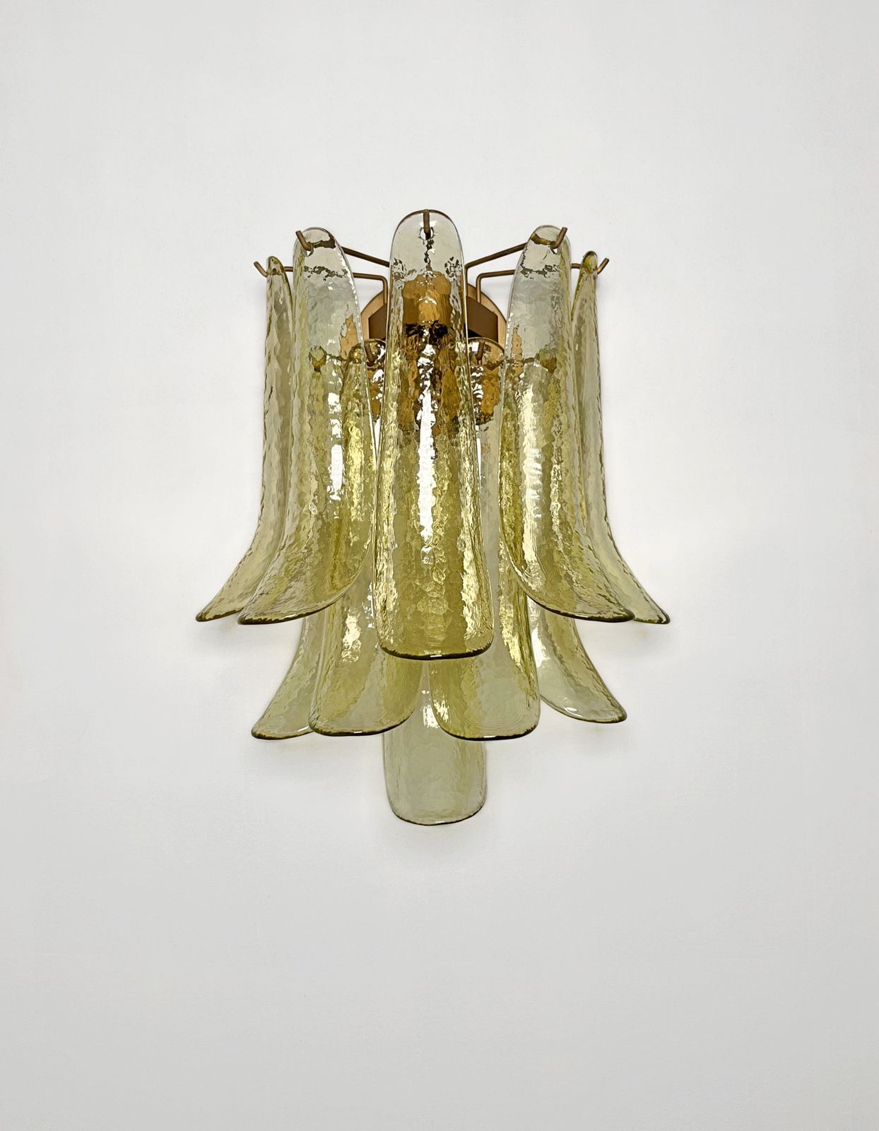 Pair Of Vintage Italian Murano Wall Lights   Mazzega   10 Green Glasses