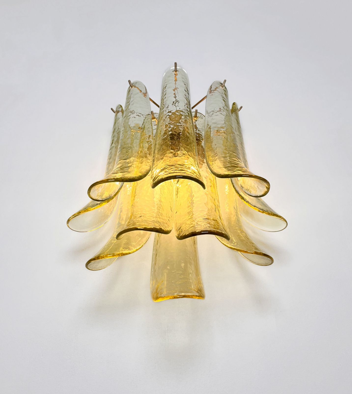 460.0 Pair Of Vintage Italian Murano Wall Lights   Mazzega   10 Green Glasses photo