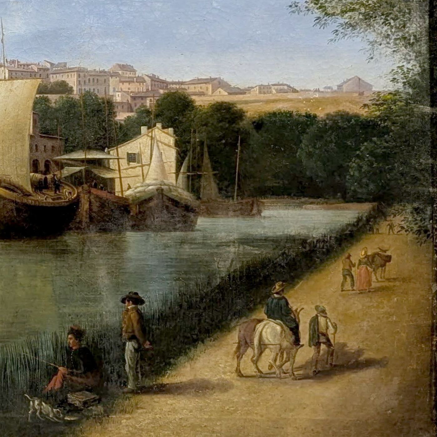 Béziers Cathedral Landscape Oil On Panel 18th Century photo for sale