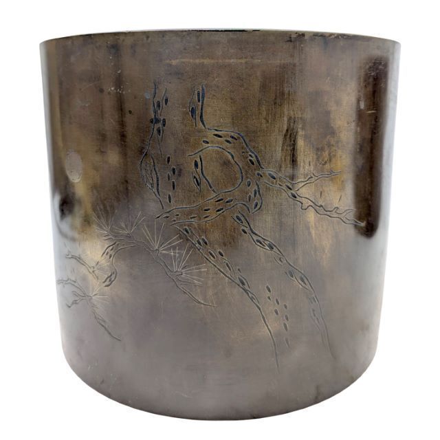 Pair Of Chinese Patinated Bronze Brush Pots – Engraved Decoration Of Pine And Moon – China, Late Qing Dynasty photo Home Decor