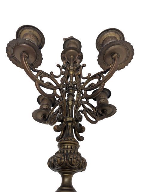 Pair Of Bronze Candlesticks With Double Brown Patina photo buy
