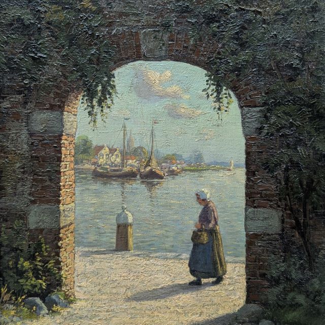 Jacob Van Rossum – Seascape Through An Arch, Oil On Canvas, Circa 1900 photo furniture