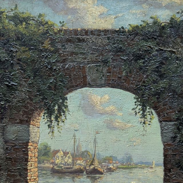 Jacob Van Rossum – Seascape Through An Arch, Oil On Canvas, Circa 1900 photo Art
