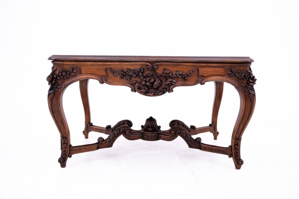 Richly Carved Table   Coffee Table, France, Late 19th Century. After Renovation.