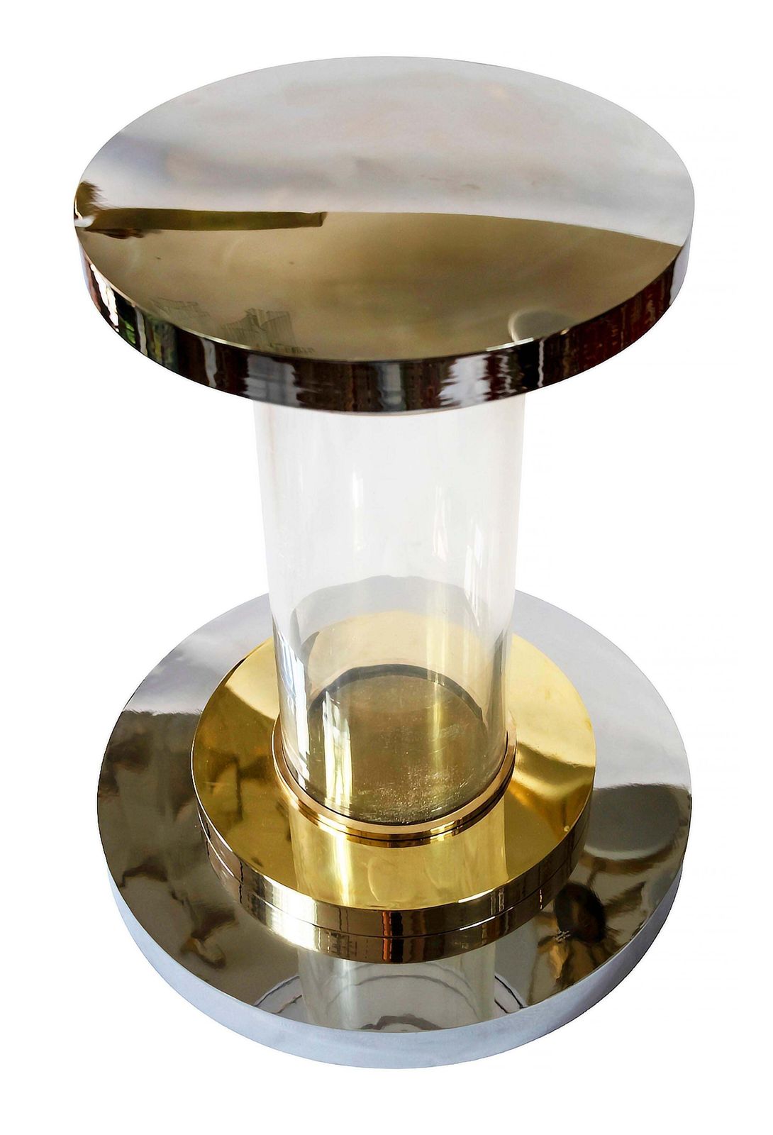 Italian Brass, Chrome And Lucite Table Base Signed Romeo Rega, From, 1970s photo 4161.0