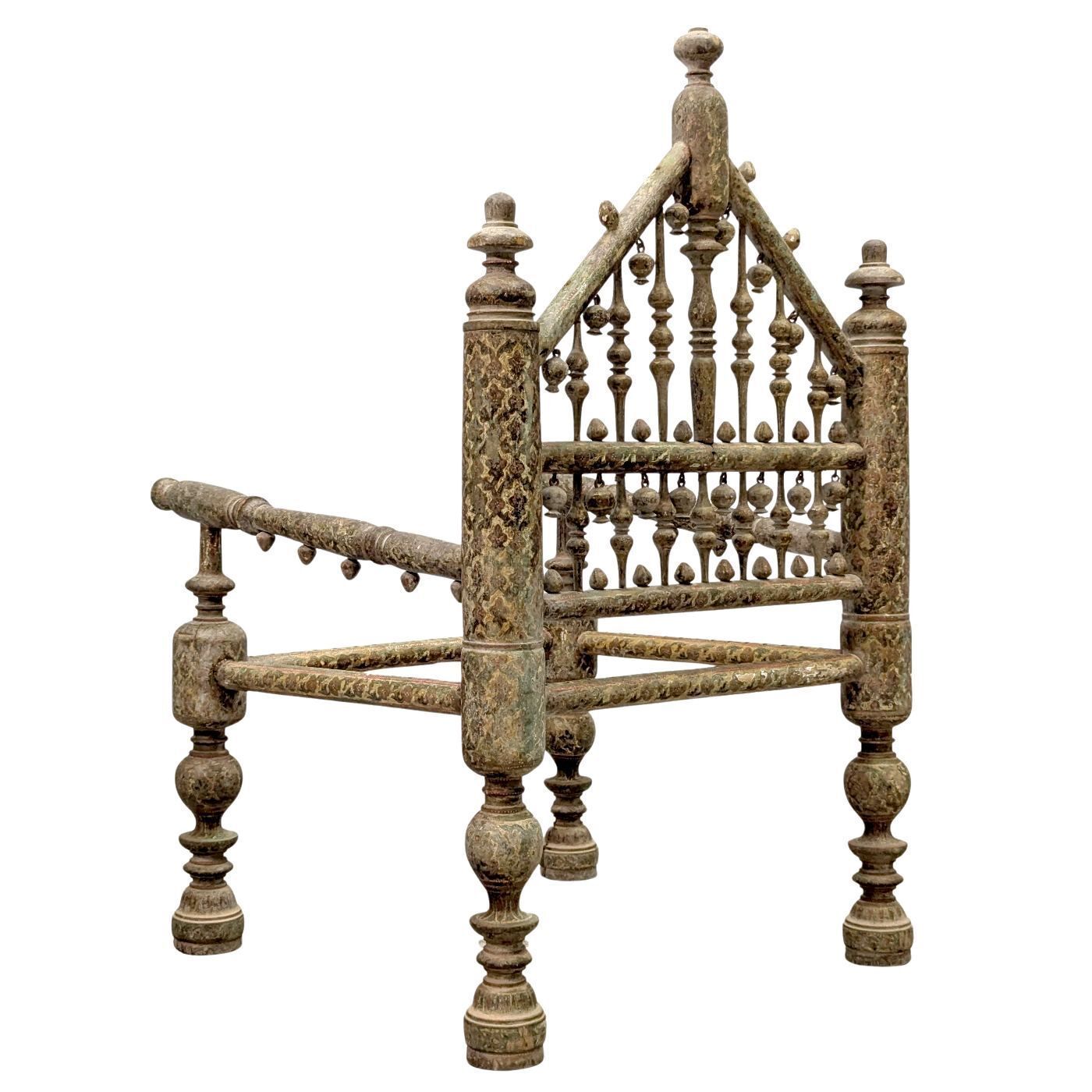 Pair Of 19th Century Indian Armchairs In Polychrome Wood photo 3357.0