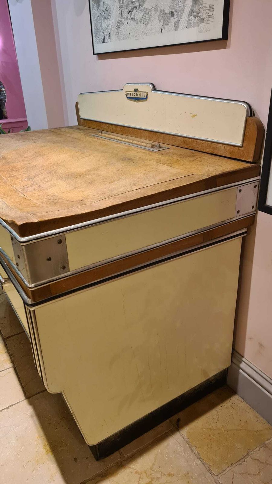 Art Deco Butchers Block, Kitchen Island, Frigomil, Maple Wood photo 650.0