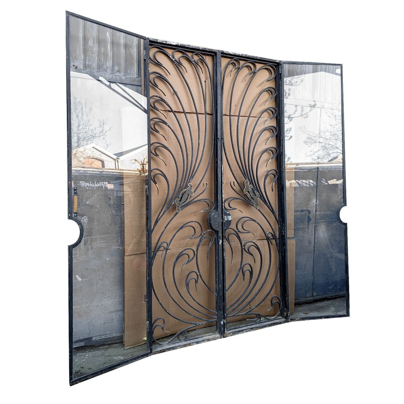 Large Wrought Iron Entrance Door From The Art Nouveau Period photo furniture
