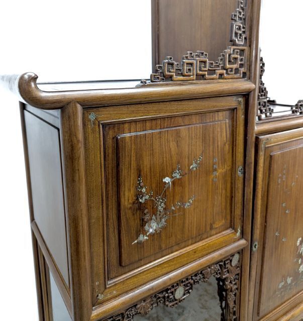 Indochinese Cabinet Inlaid With Mother Of Pearl, Silver And Copper photo 1574.0