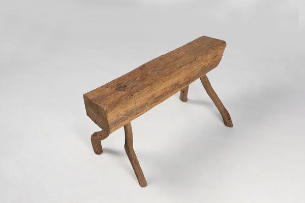 photo for sale Rustic Tree Trunk Bench, 1850s