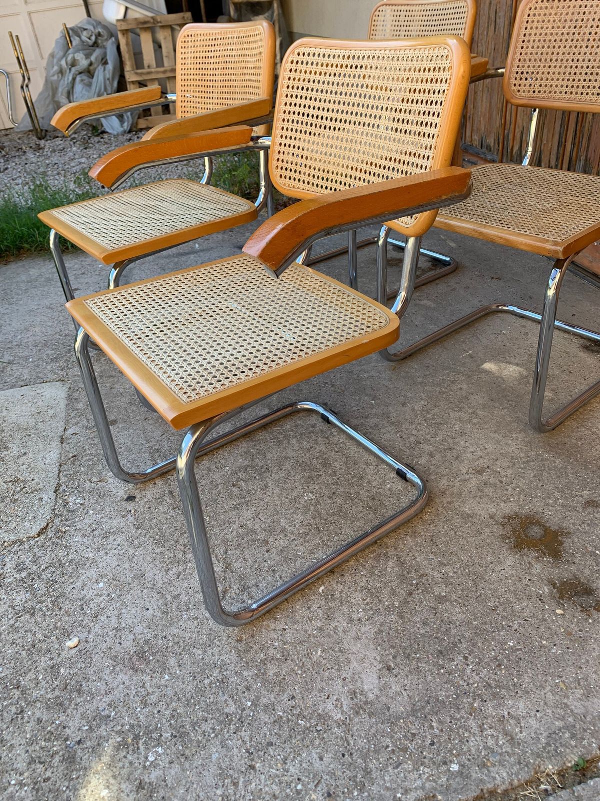 Mid Century Cantilever Chairs Set Of 4 / Marcel Breuer B64 Italian Armchairs / Made In Italy photo Furniture
