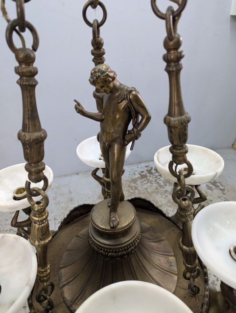 photo furniture Monumental Chandelier In Patinated Bronze And Alabaster – Mythological Decor