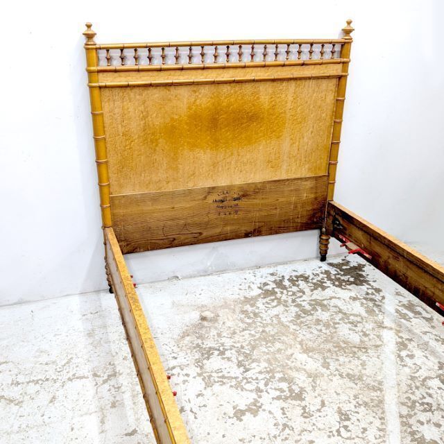 Light Wood Bed In Faux Bamboo Style – Napoleon III Period, Circa 1880 photo for sale