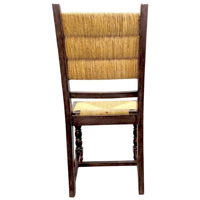 Series Of 6 Turned Wood And Straw Chairs By Charles Dudouyt photo vinterior