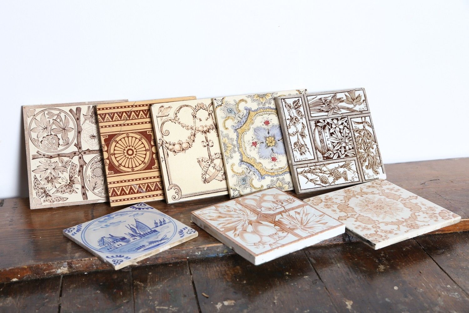 Victorian Tiles Lot Of 8 – Antique Minton Fireplace Tiles