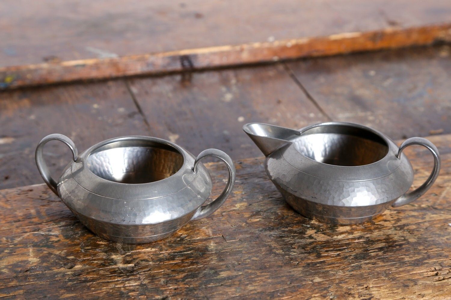 Liberty Tudric Pewter Tea Set 3 Piece Teapot, Sugar Bowl, Creamer, Arts & Crafts photo for sale