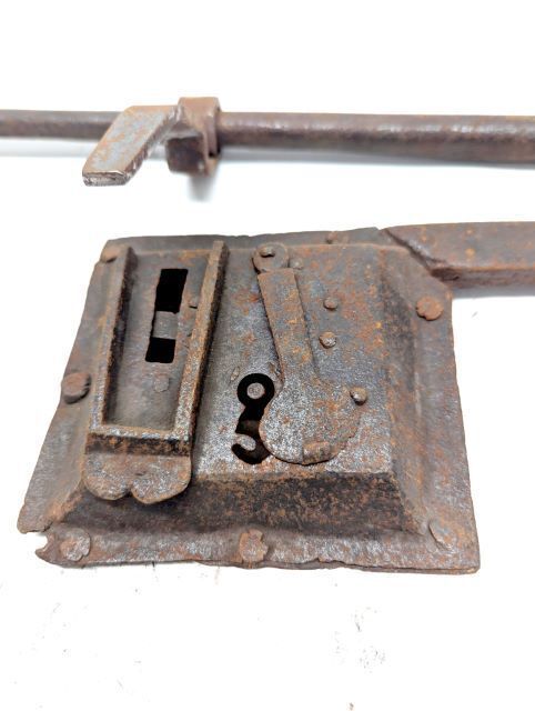 Antique Padlock Style Lock In Wrought Iron From The 18th Century photo furniture