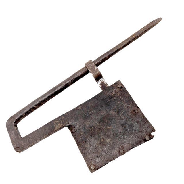 Antique Padlock Style Lock In Wrought Iron From The 18th Century photo for sale