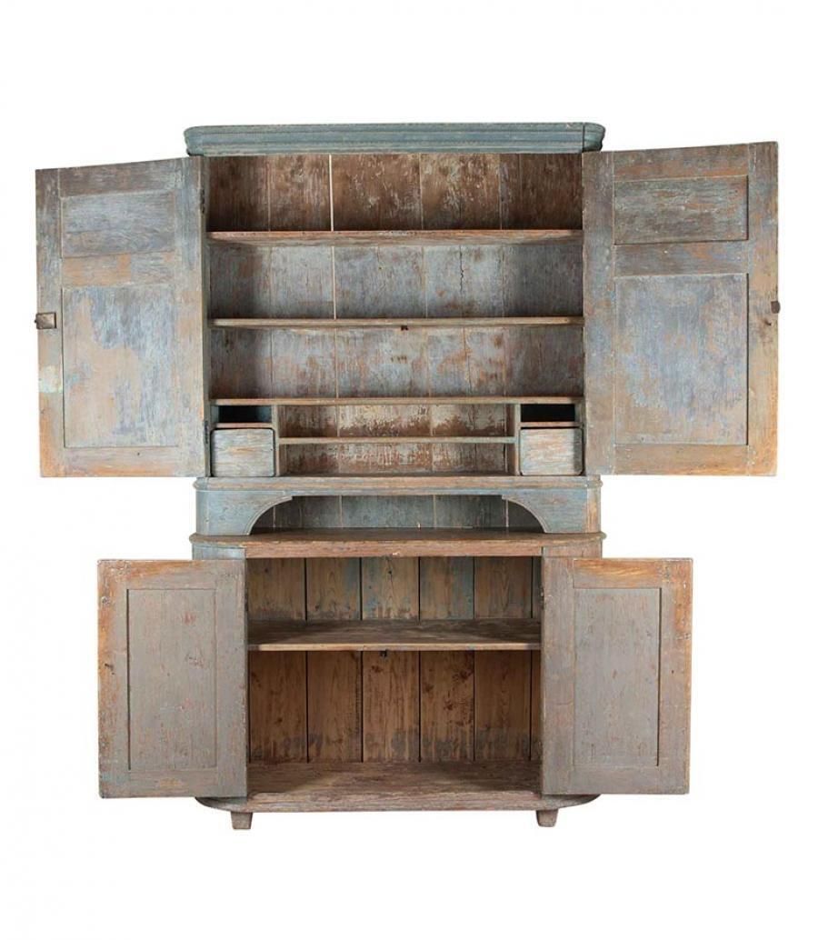19th Century Two Part Cabinet In Original Paint, From Umea Vasterbotten, Sweden photo Furniture