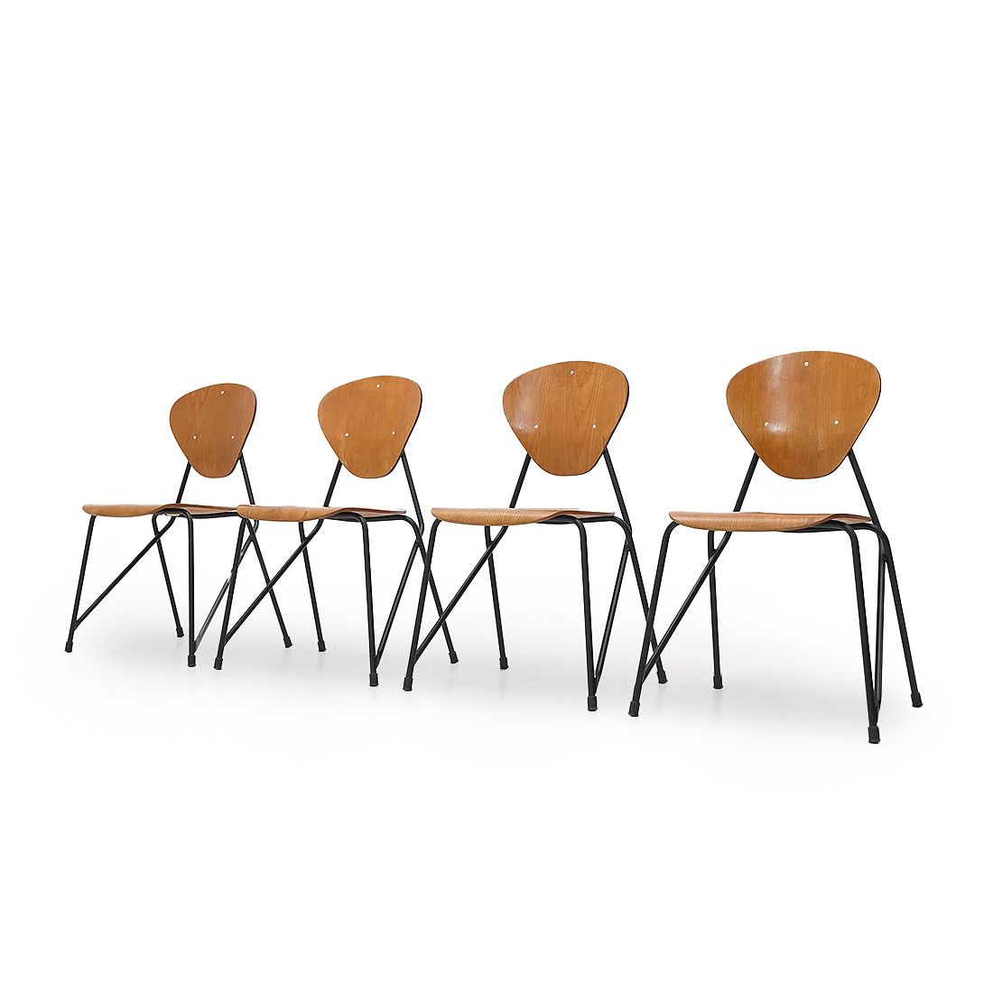 4 Chairs By Aurelio Villari For Isa Bergamo, 1950s photo for sale