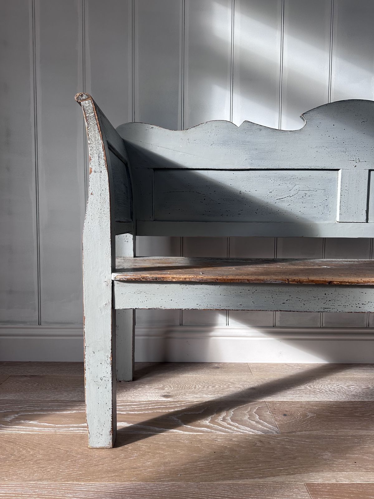 Vintage Swedish Wooden Bench, Late 20th Century photo for sale