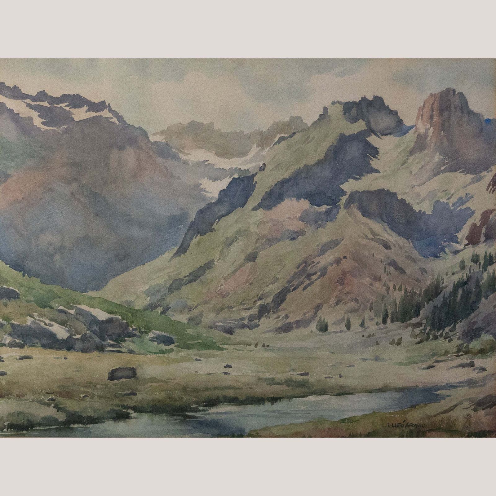 Berglandschap Met Alpiene Beek – Lluís Lleó Arnau