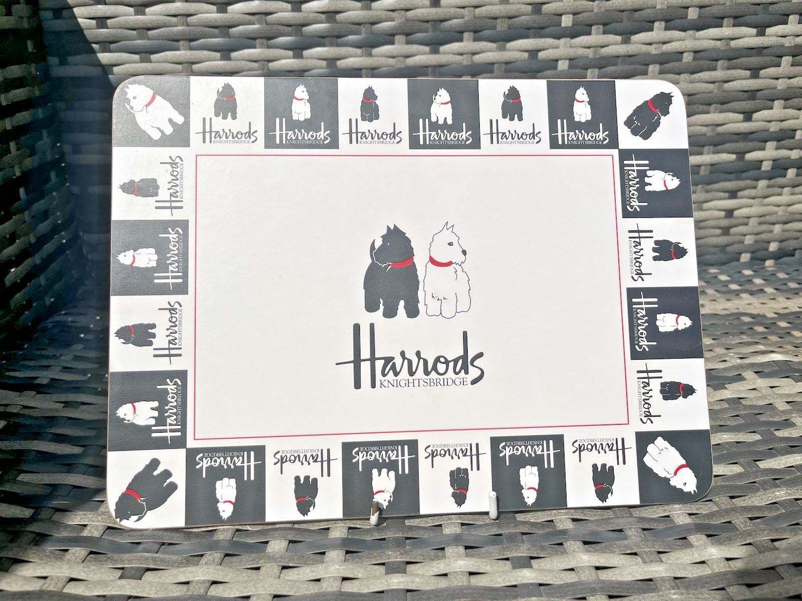 photo for sale Set Of 3 Boxed Harrods Black & White Scotty Dog Westie Terrier Table Placemats