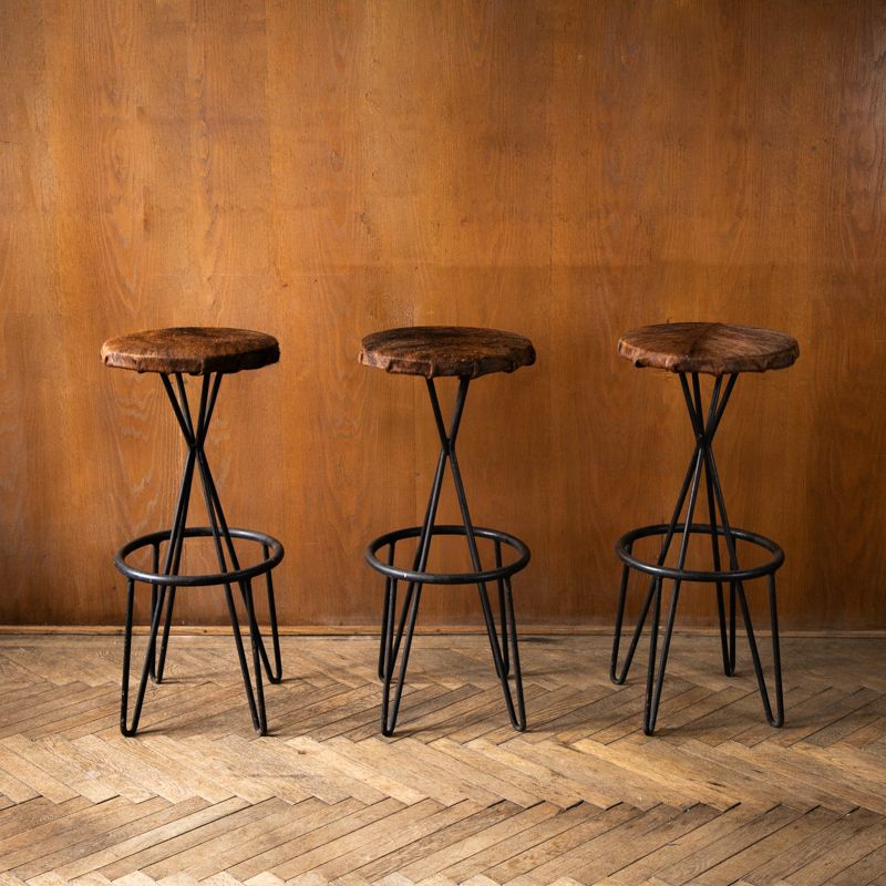 Set Of 3 Bar Stools By Pierre Paulin For Thonet, France 1950s photo for sale