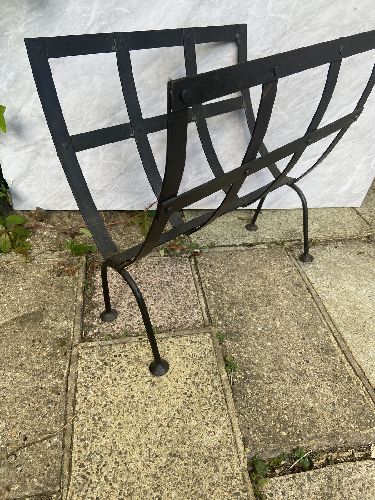Extremely Rare Vintage French Brutalist Iron Magazine Rack photo 550.0