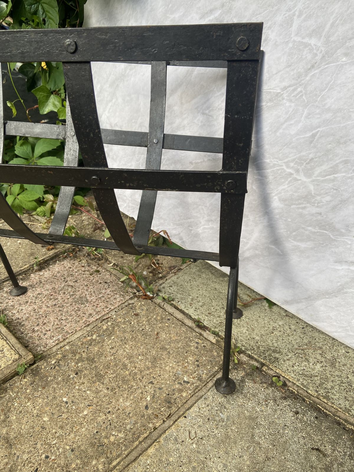 Extremely Rare Vintage French Brutalist Iron Magazine Rack photo vintage