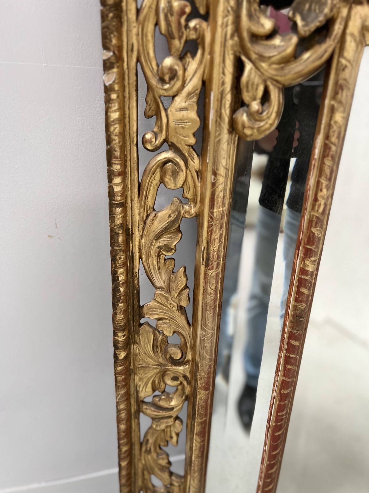 photo vintage Louis XIV Style Mirror With Closed Sides In Wood And Gilded Stucco, 19th Century