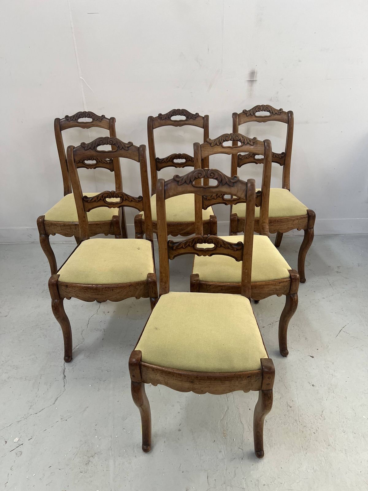 Furniture Page 1 Of 12 Set Of Six Louis Philippe Style Chairs In Cherry Wood, 19th Century photo