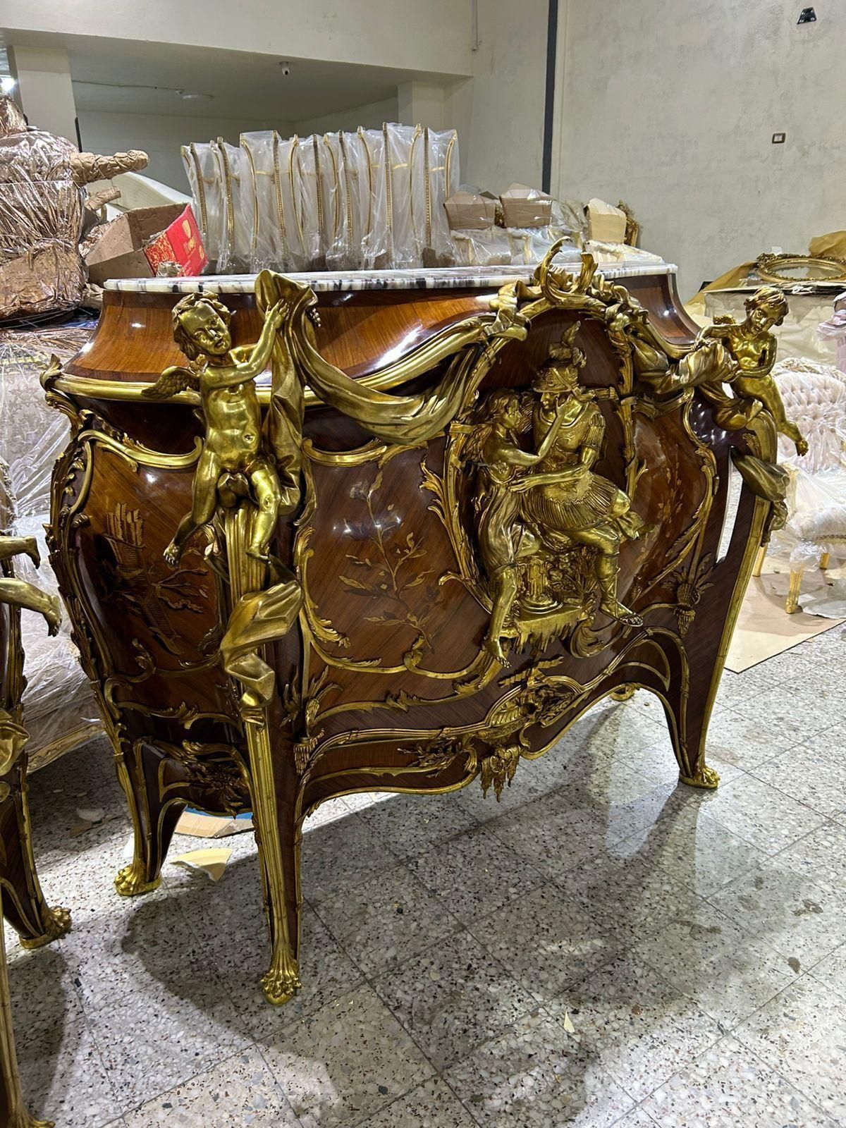 Pair Of, Linke, French Antique Inlaid And Bronze, Buffets photo vintage