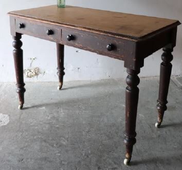 Striking Vintage Pine Writing Desk On Ceramic Castors With Original Paintwork photo 950.0