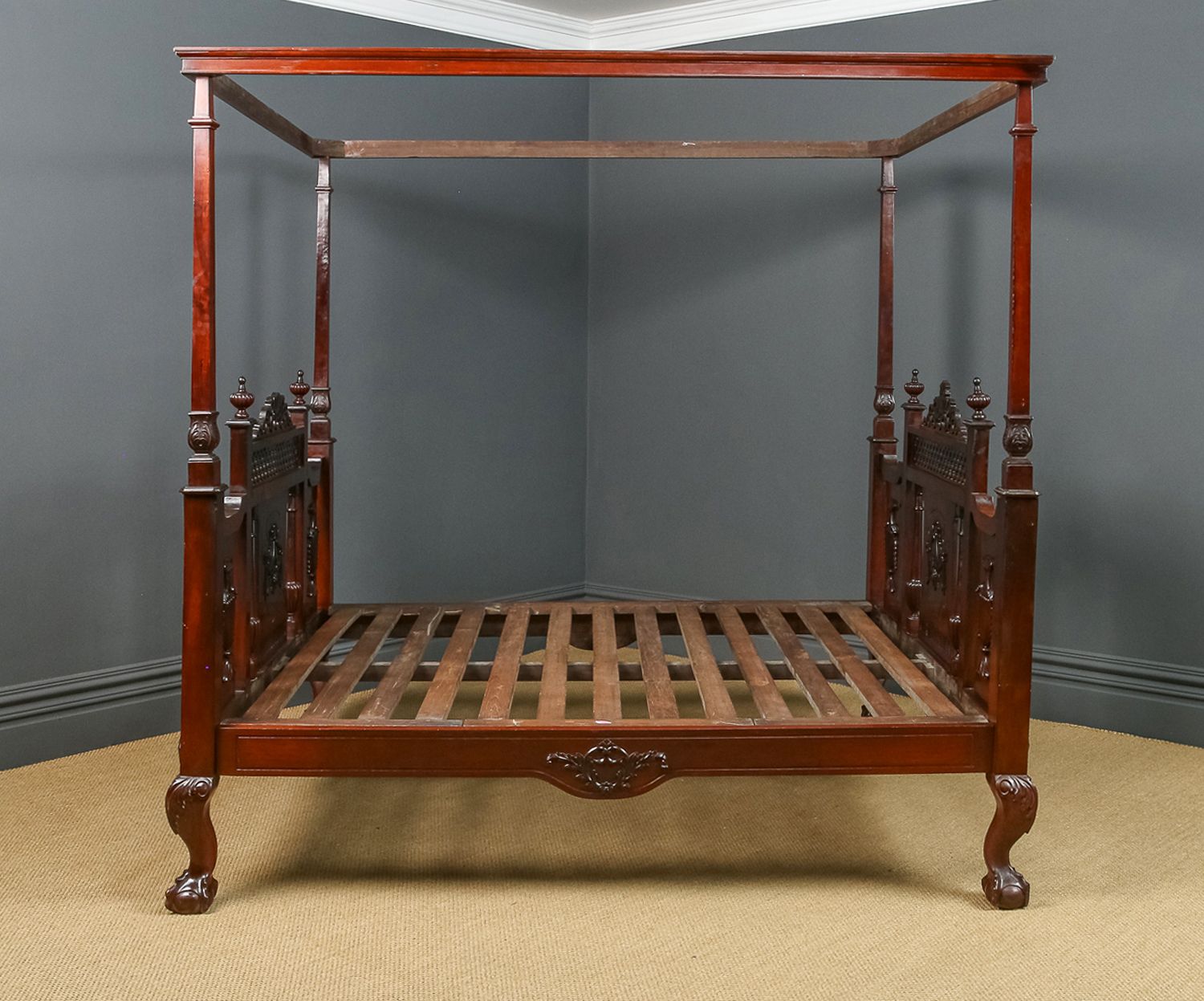 Victorian Anglo Indian Colonial Raj Bombay 6ft Super King Teak Four Post Bed (Circa 1890) photo 6950.0